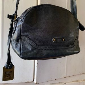 Frye black leather cross body bag